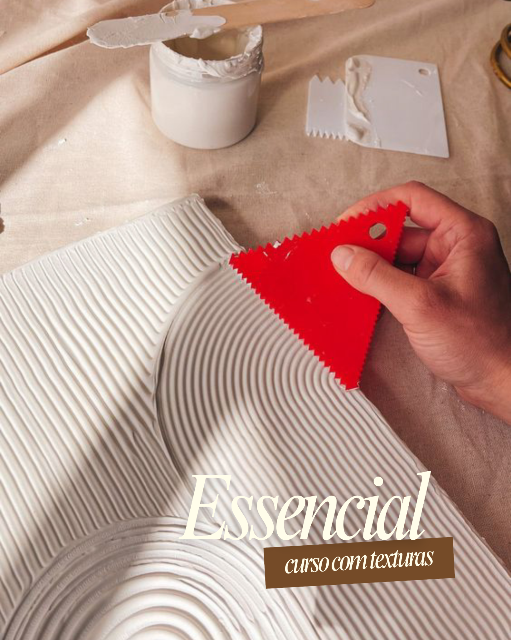 Curso Essencial de Arte Texturizada — aplicação de textura com espátula